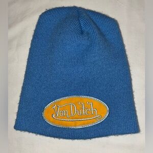 Von Dutch Patch Light Blue & Yellow Knit Hat Beanie Cap New